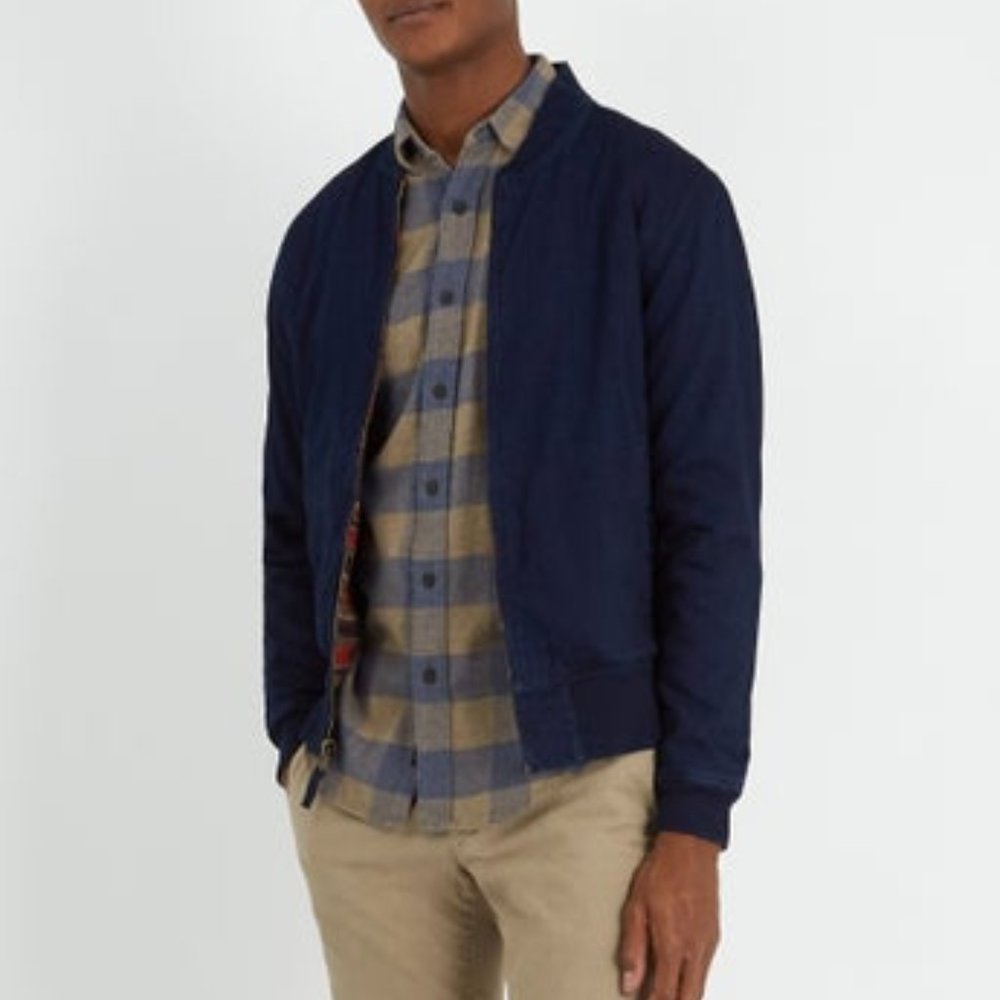 Faherty Reversible Denim Bomber Jacket